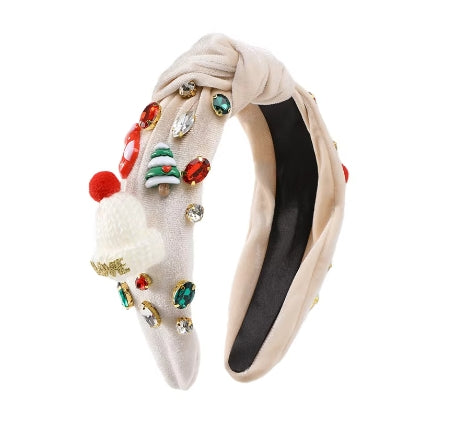 A festive headband decorated with a Christmas hat, a high - quality hair accessory handmade for the holiday seasons in Europe and America, a gift for ladies.