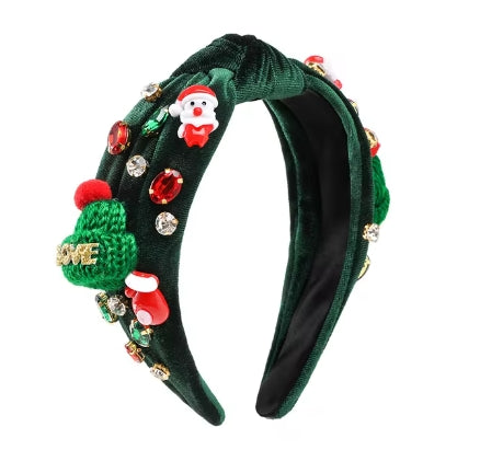 A festive headband decorated with a Christmas hat, a high - quality hair accessory handmade for the holiday seasons in Europe and America, a gift for ladies.