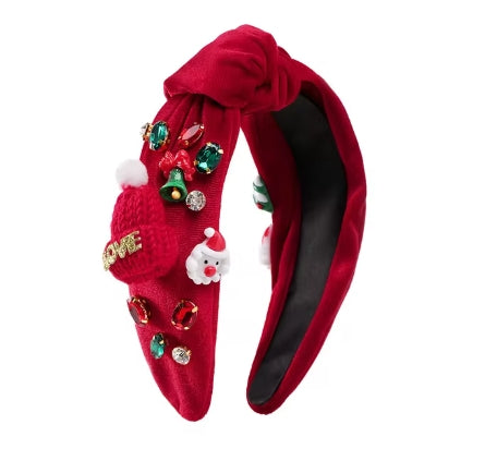 A festive headband decorated with a Christmas hat, a high - quality hair accessory handmade for the holiday seasons in Europe and America, a gift for ladies.