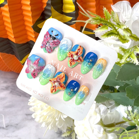 3D Flower and Butterfly Nail Art Stickers, Fresh Gradient Art