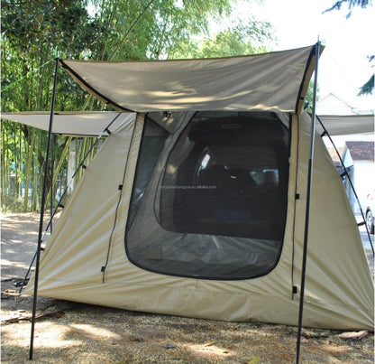 5-8 Person Tent Car Rear Tent | Car Tailgate Tent With Four Large Windows | Rear SUV Tent | With Large Awning | 6-People Luggage Tent