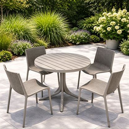 Minimalist modern openwork dining chair, stackable for small apartments, with a backrest.