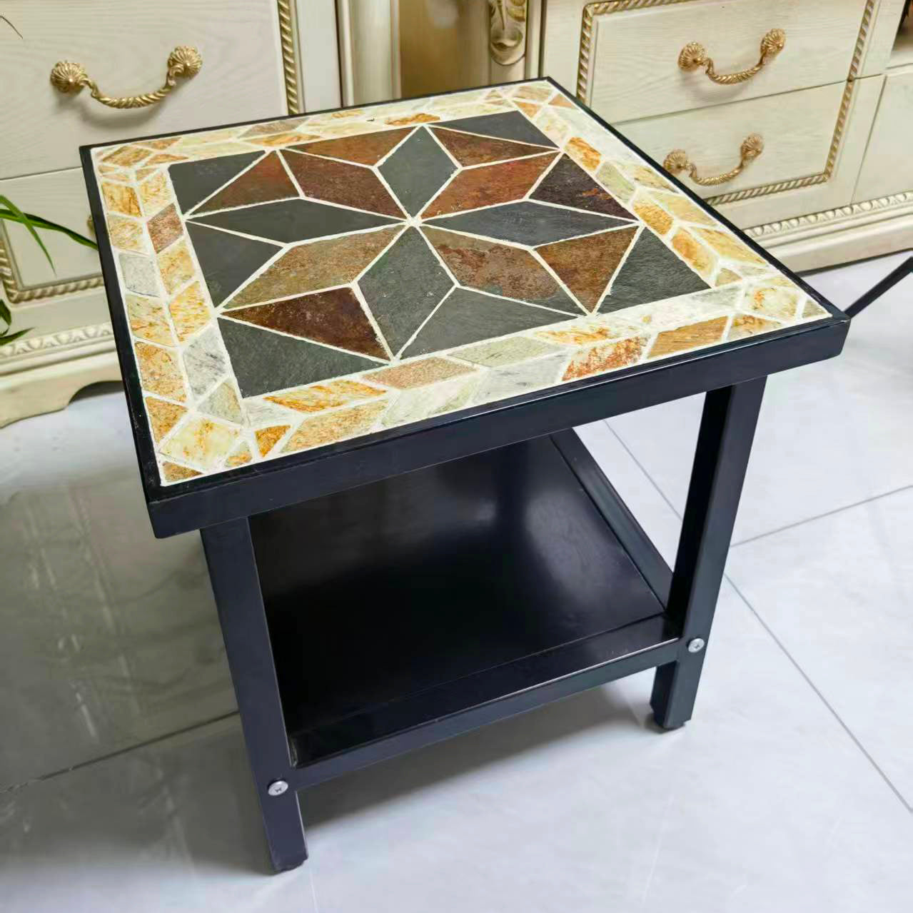 Mosaic - Collaged Stone Square Tea Table | A Creative Small Table to Add Color to the Space