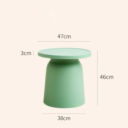 Nordic Style Plastic round Coffee Table Sofa Side Small-Space Corner Table with Wide Storage Desktop for Home Furniture