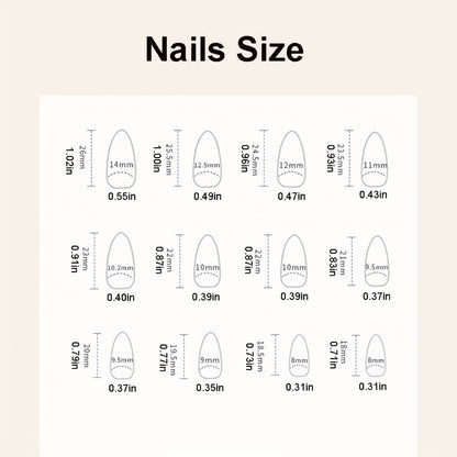 24Pcs/Set Nude Long French Almond Coffin Fake Nails | Pink Grey Brown Fall Winter Press-On Faux Ongles