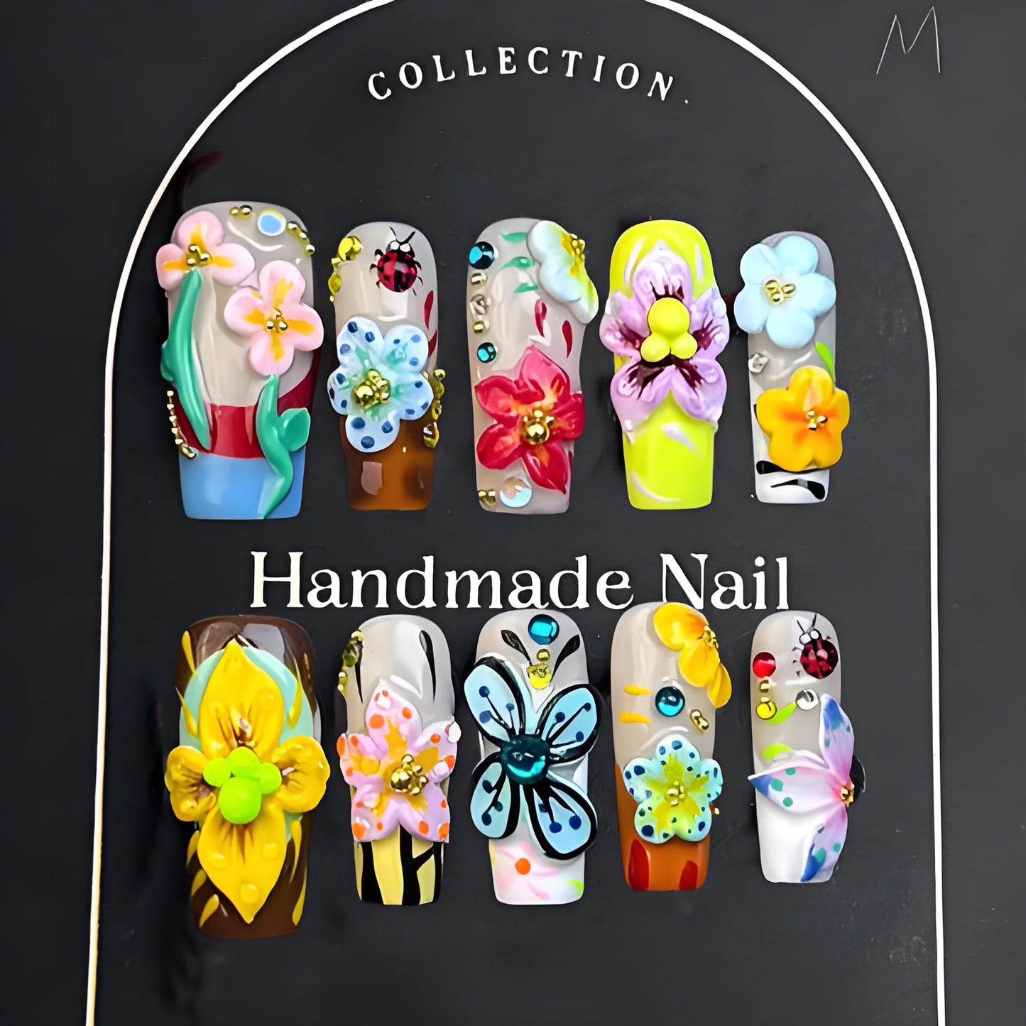Handmade Wearable Nails • High-End Spring-Summer Nail Tips   Trendy Fashion • European-American Ins Style • TK Style • Long Length