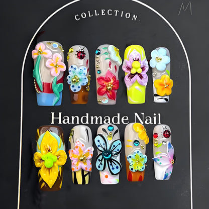 Handmade Wearable Nails | High-End Spring-Summer Long Nail Tips | European-American Ins & TK Trendy Style