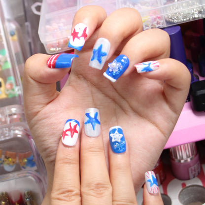 Independence Day Exclusive Handmade Wearable Fake Nails | Factory Direct Patriotic Nail Art