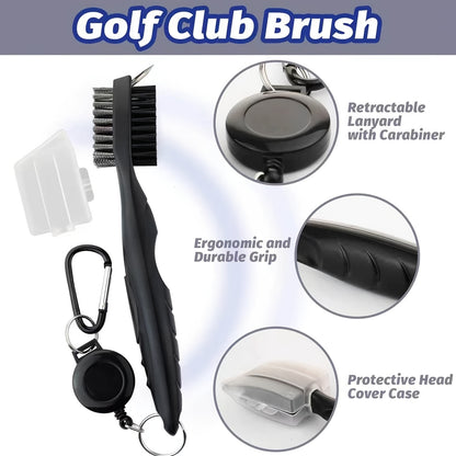 Complete Golf Cleaning Kit (with accessories): Club Cleaning Brush, Score Counter, Divot Tool, Microfiber Towel, and Wooden Tee Gift Set—Designed for Golf Enthusiasts.