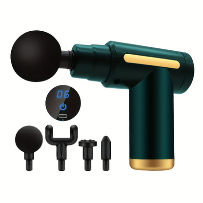 Portable digital fascia gun, convenient electric massager, six-speed adjustable LED display, silent and long-lasting