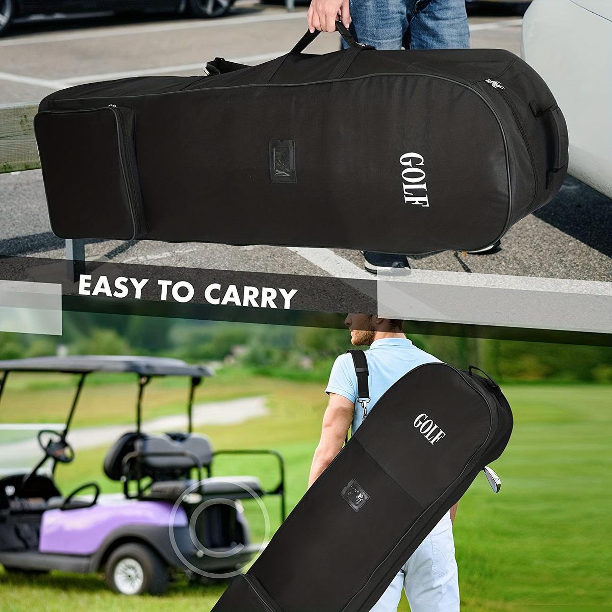Collapsible Golf Club Travel Bag with Wheels and Detachable Shoulder Strap – Ideal for Air Travel; Perfect Gift for Holidays