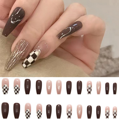 24-Piece Long Removable Press-On Nail Art | Fashion-Forward False Nails