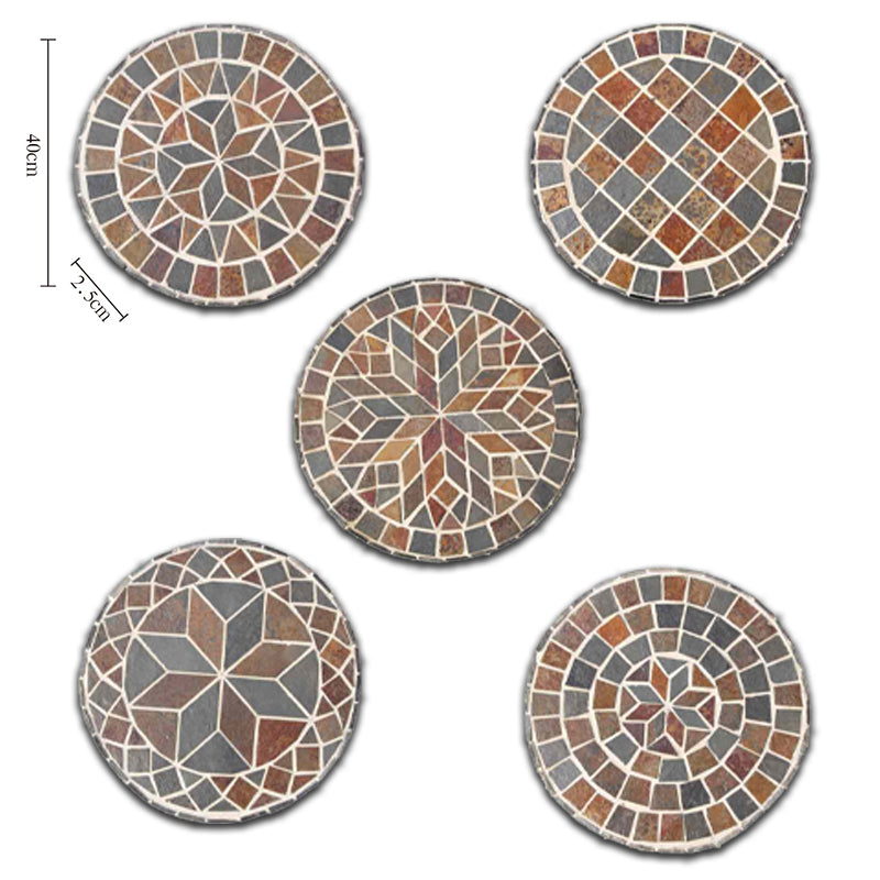 Hand-Cut Natural Stone Mosaic Stepping Stone for Yard & Patio
