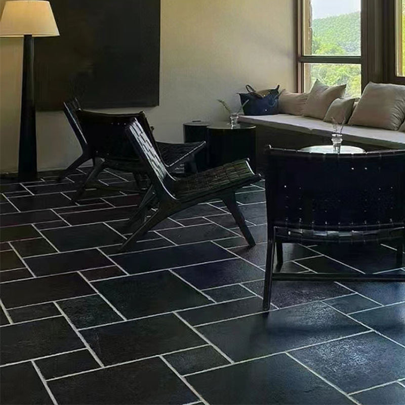 Black natural cultured stone paving for plazas and parks—Roman-style mesh-mounted pattern