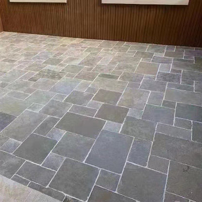 Natural yellow cultural stone paving for plazas and parks—Roman-style mesh-mounted pattern