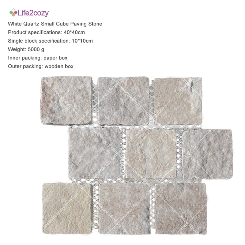White Quartz Small Cube Paving Stone