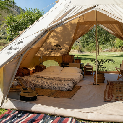3-4 People Tent 20㎡ Large Camping Tent | Tribal Pyramid Tent | Outdoor Windproof Family Tent Luxury Canopy