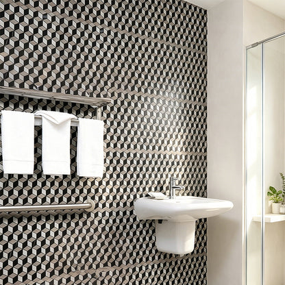 Diamond-shaped natural mosaic stone TV background wall decorative stone