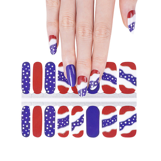 16 - piece Stripe Nail Stickers for American Independence Day, In - stock American - style Nail Decals