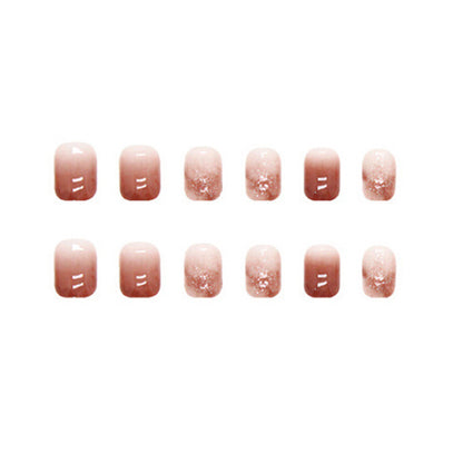24-pack caramel color nail art gradient press-on nails | High-quality winter wearable nails