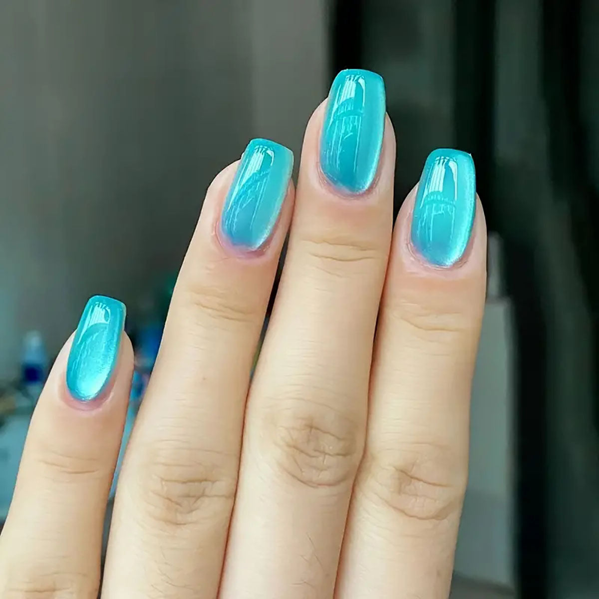 24pcs/30pcs short square ballet fake nails for women cat eyes glitter green blue purple pink shinny nail tips press on nail art