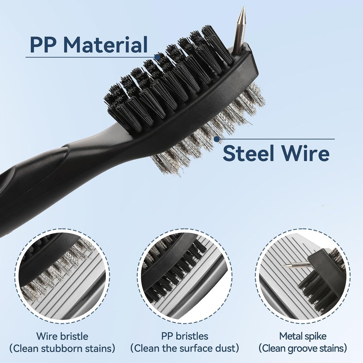 4-Piece Golf Cleaning Kit – Includes Golf Towel, Dual-Bristle Clubhead Brush, and Divot Repair Tool; Suitable for Golf Bags