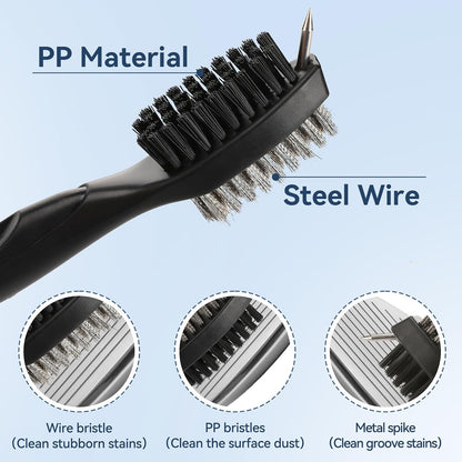 4-Piece Golf Cleaning Kit – Includes Golf Towel, Dual-Bristle Clubhead Brush, and Divot Repair Tool; Suitable for Golf Bags