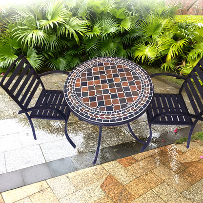Outdoor Furniture Three-piece Set | Natural Stone Table Natural Texture | Hard Stone Mosaic Tabletop | Patio Furniture Coffee and Tea Table