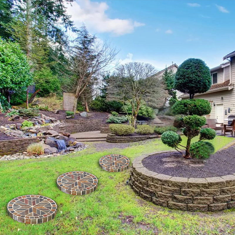 Hand-Cut Natural Stone Mosaic Stepping Stone for Yard & Patio