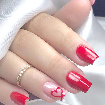24pcs French style nails heart press-on nails removable false nails