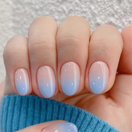24pcs/set Short Oval Nail Art Women Wear False Nails