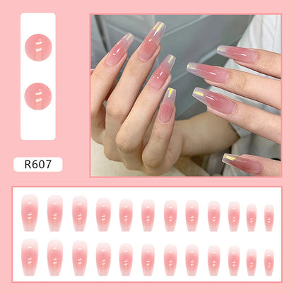 24 - Piece Pink Gradient Artistic Wearable Nail Art Removable Nail Stickers Handmade Nails