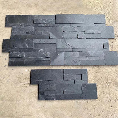 Black Z-shaped natural decorative cultured stone | Suitable for interior and exterior wall surfaces.