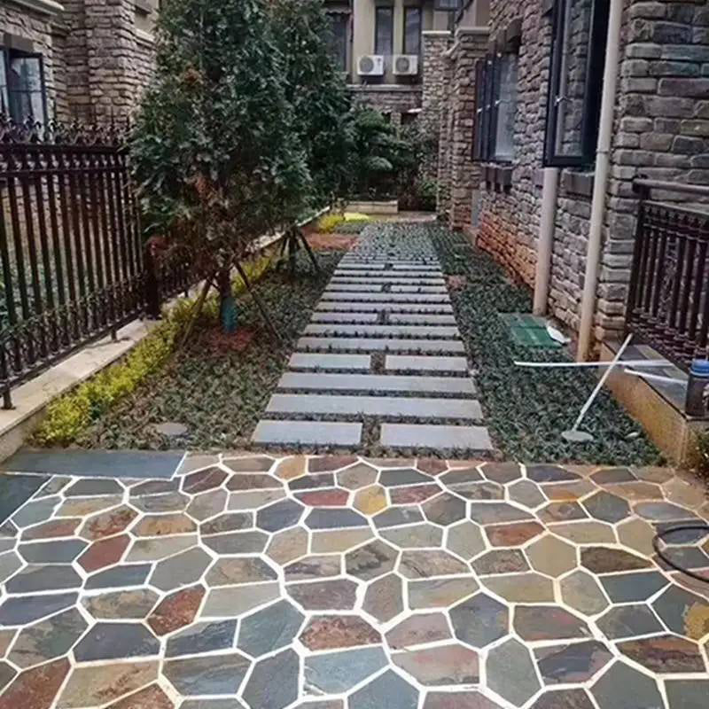 Rust-colored ice crack pattern irregular mesh cultural stone courtyard villa floor tiles