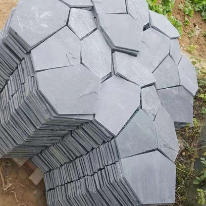 Black ice-crack patterned irregular mesh cultural stone courtyard villa park paving tiles
