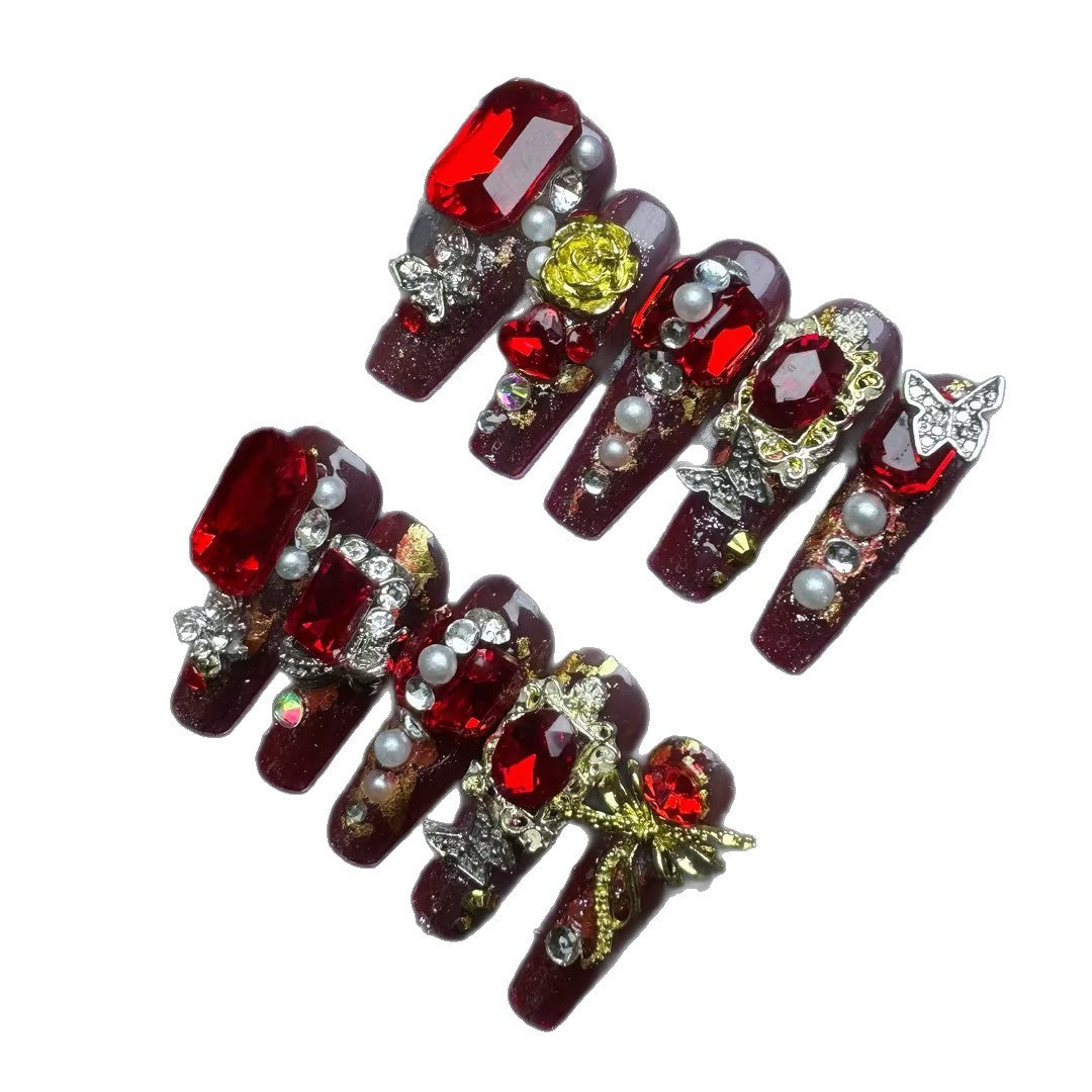 Wearable Nails Pure Handmade Nail Pieces Factory Wholesale Cross-border European American Japanese Korean Women's High-end Nail Art DIY Jewelry Patches
