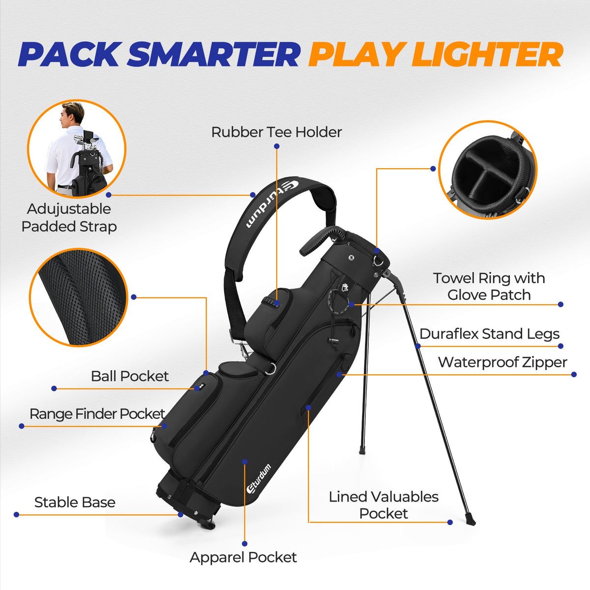 Par-3 Golf Stand Bag – 3-Way Divider, Lightweight & Portable – Suitable for Course and Practice Use