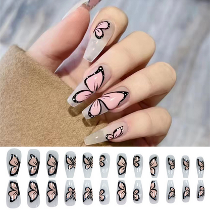 24-Piece Long Removable Press-On Nail Art | Fashion-Forward False Nails