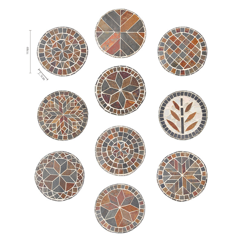 Hand-Cut Natural Stone Mosaic Stepping Stone for Yard & Patio