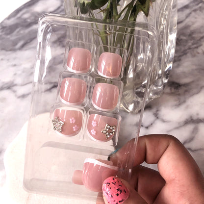 Pink nail stickers, star flowers and diamonds for romantic decoration