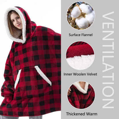 Thickened Warm Laziness Pullover Lambswool Fluffy Loungewear Cuddly Hoodie Coldproof Sleeping Robe Tv Blanket Men Women Pajamas