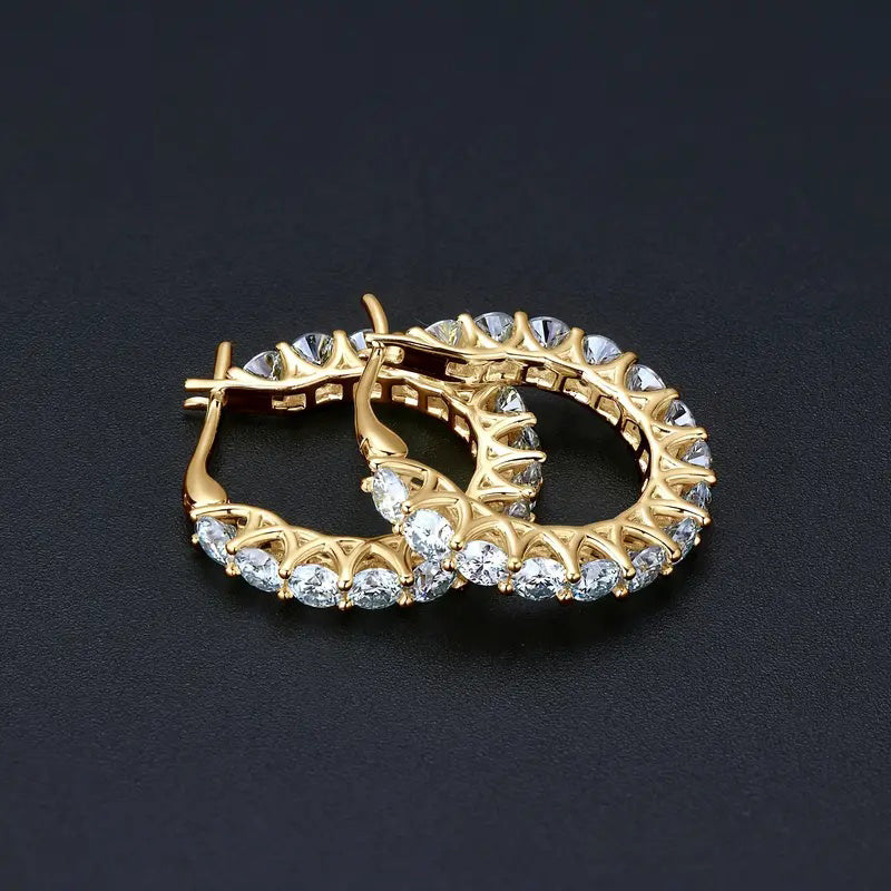 Gold and silver zircon earrings Jewelry Party Wedding inlaid retro Earrings for Women Men's Birthday Jewelry