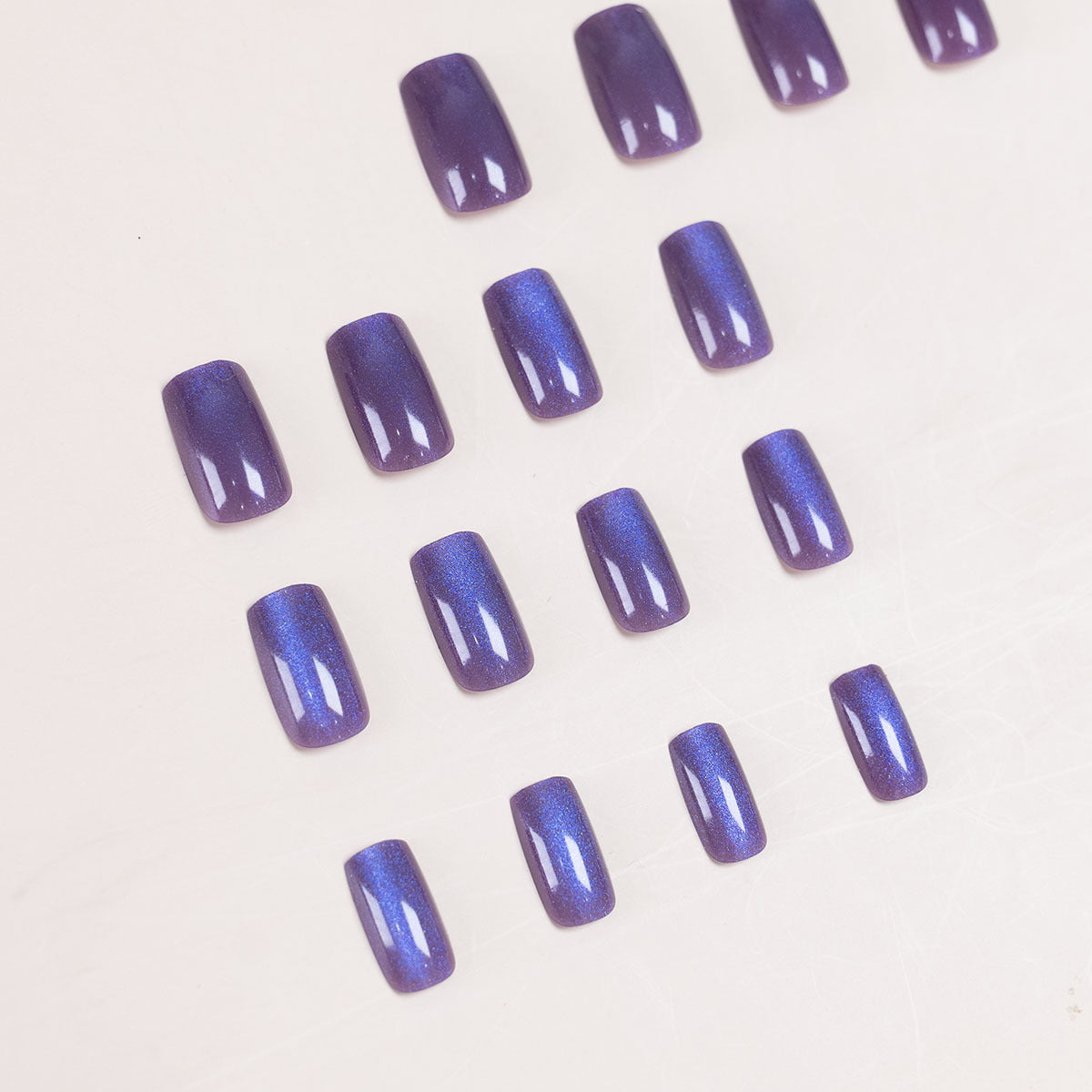 24pcs/30pcs short square ballet fake nails for women cat eyes glitter green blue purple pink shinny nail tips press on nail art
