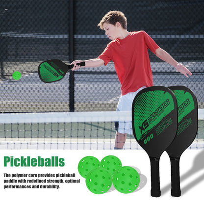 Pickleball Paddle Set of 2 | 4 Pickleballs Included - Sports Accessory Kit