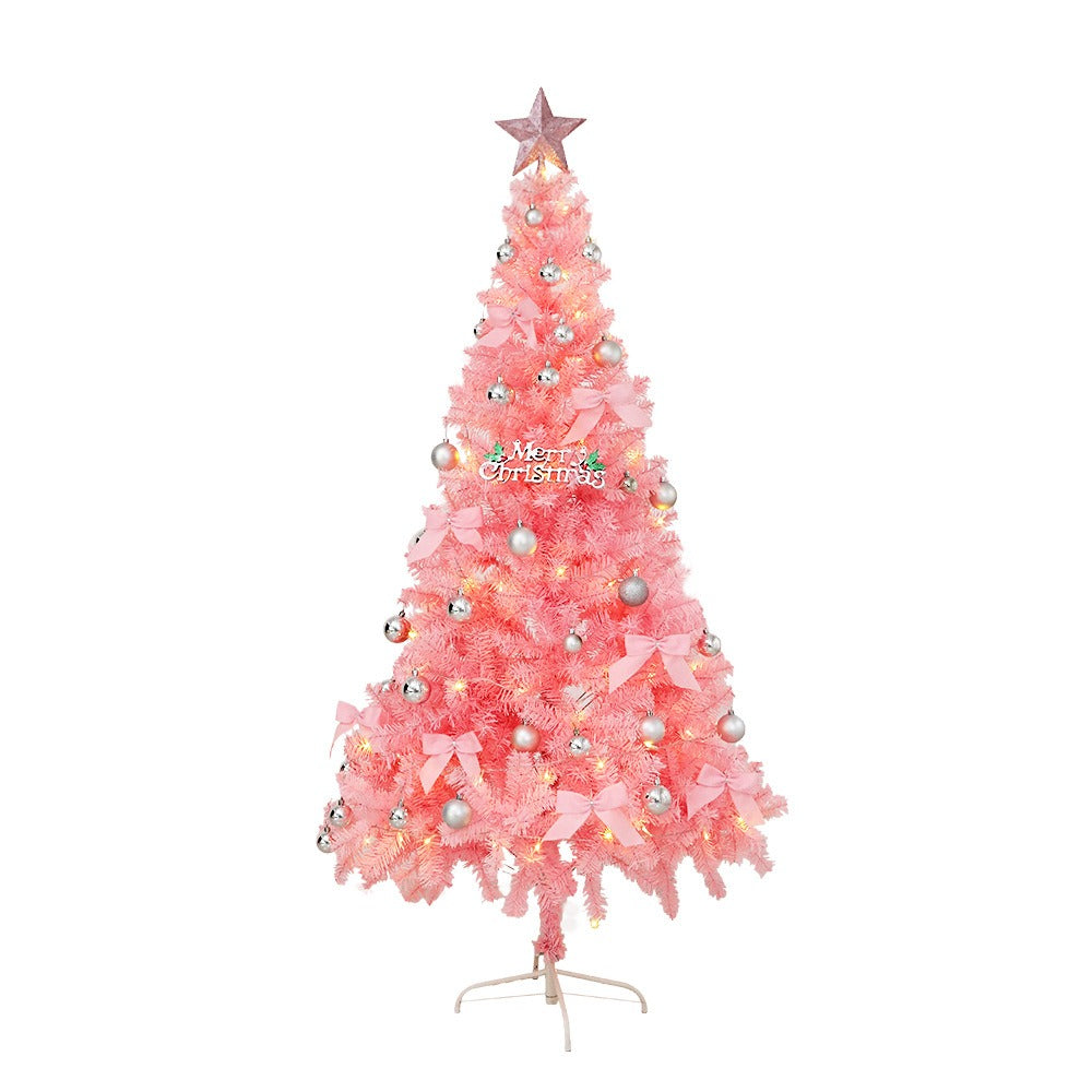 Pink Christmas Tree Set. It comes with a set combination and a metal stand. With soft color tones and dreamy colors, it helps create a festive atmosphere and adds a cozy feeling.