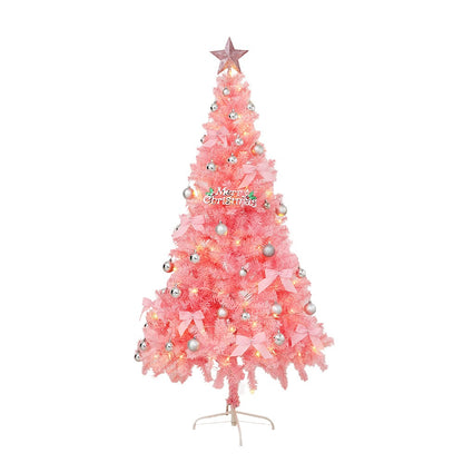 Pink Christmas Tree Set. It comes with a set combination and a metal stand. With soft color tones and dreamy colors, it helps create a festive atmosphere and adds a cozy feeling.