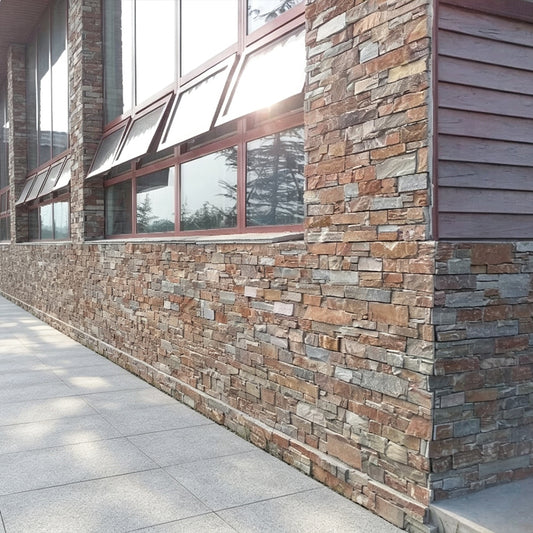 Yellow Wood Grain Natural Stacked Stone Veneer for Commercial Store Exterior Wall Cladding