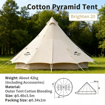 3-4 People Tent 20㎡ Large Camping Tent | Tribal Pyramid Tent | Outdoor Windproof Family Tent Luxury Canopy