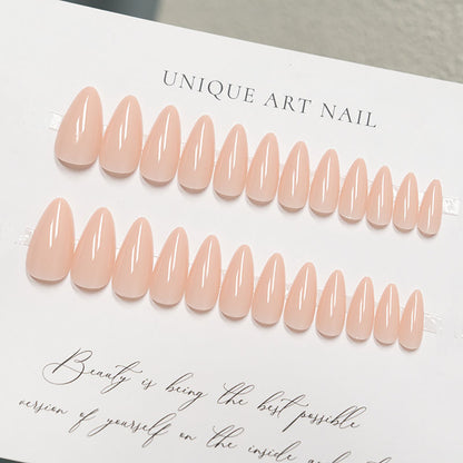 24Pcs/Set Nude Long French Almond Coffin Fake Nails | Pink Grey Brown Fall Winter Press-On Faux Ongles