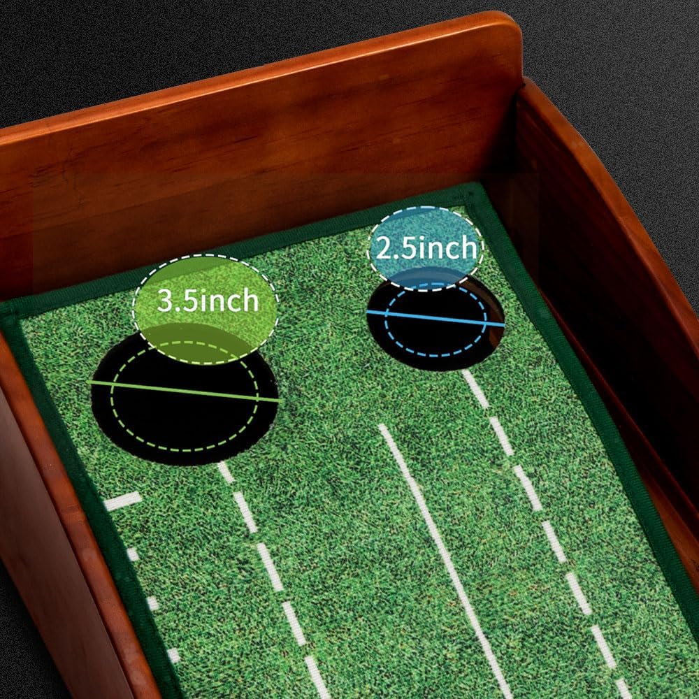 Putting Green Indoor | No Hump Golf Mat | Auto Ball Return | Easy To Fold Solid Wood Base | Luxurious Velvet Surface | Ideal For Home Office Golfers